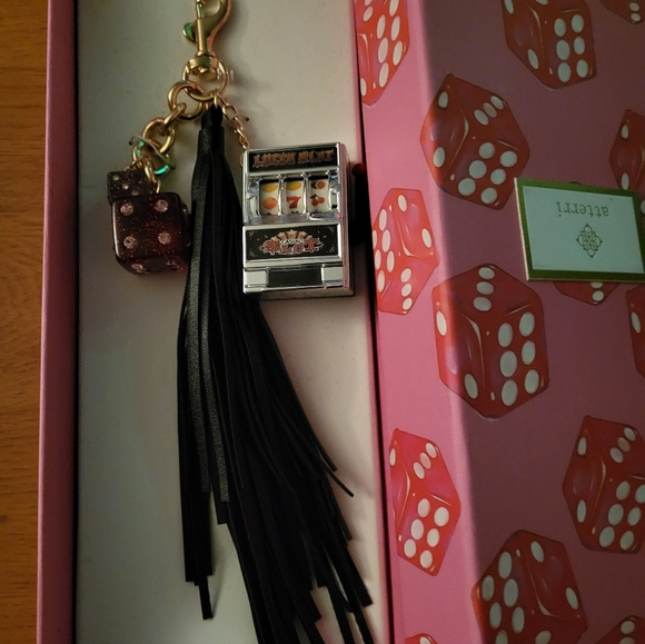 Black and Gold Bag Charm with Tassel - Picture 2 of 2